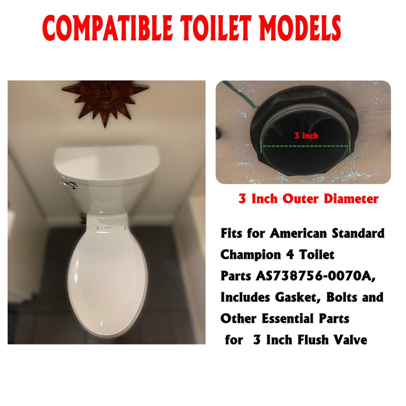 Toilet Tank to Bowl Coupling Kit, American Standards Toilet Part Champion 4 AS738756-0070A, Complete Set with Gasket, Bolts and Other Essential Parts for Most 3 Inch Flush Valve Opening Tanks