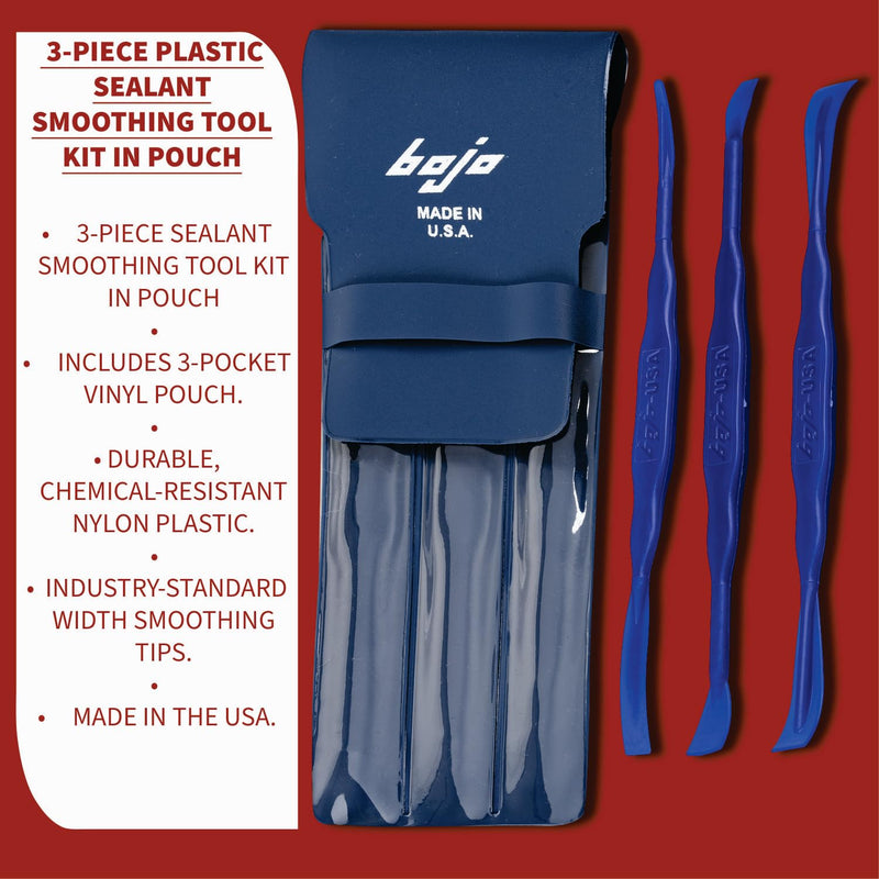Bojo Tools - 3-Piece Plastic Sealant Smoothing Tool Kit in Pouch - Medium Duty 1