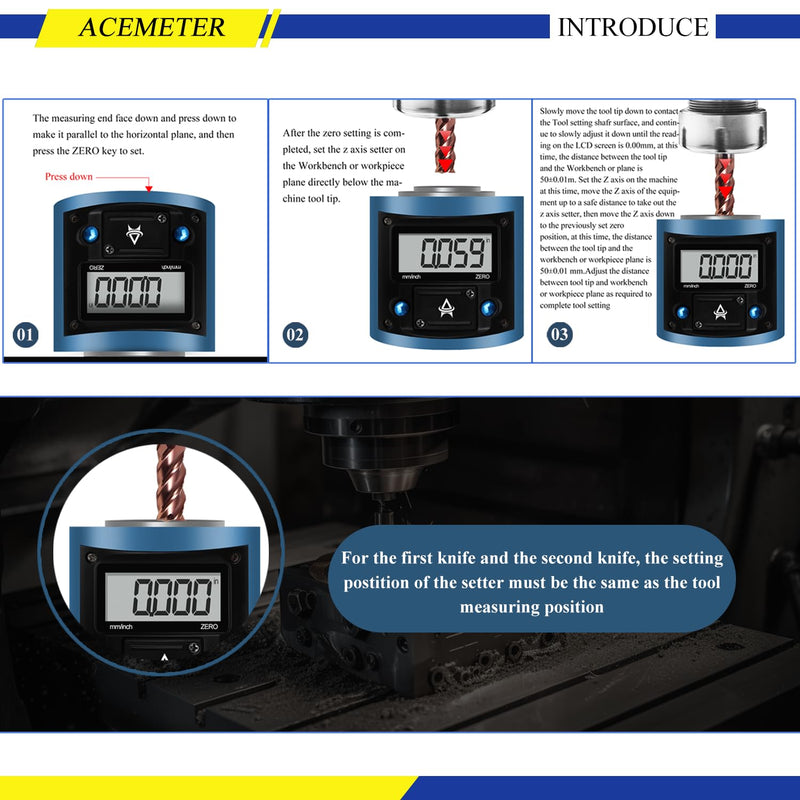 Electronic Z Axis Zero Setter,Digital Height Pre-Setter,Z Axis Pre Setting Device Positioning Tool,CNC Machining Center Blade Adjuster,for CNC Lathe,Milling Machine,Drilling Machine