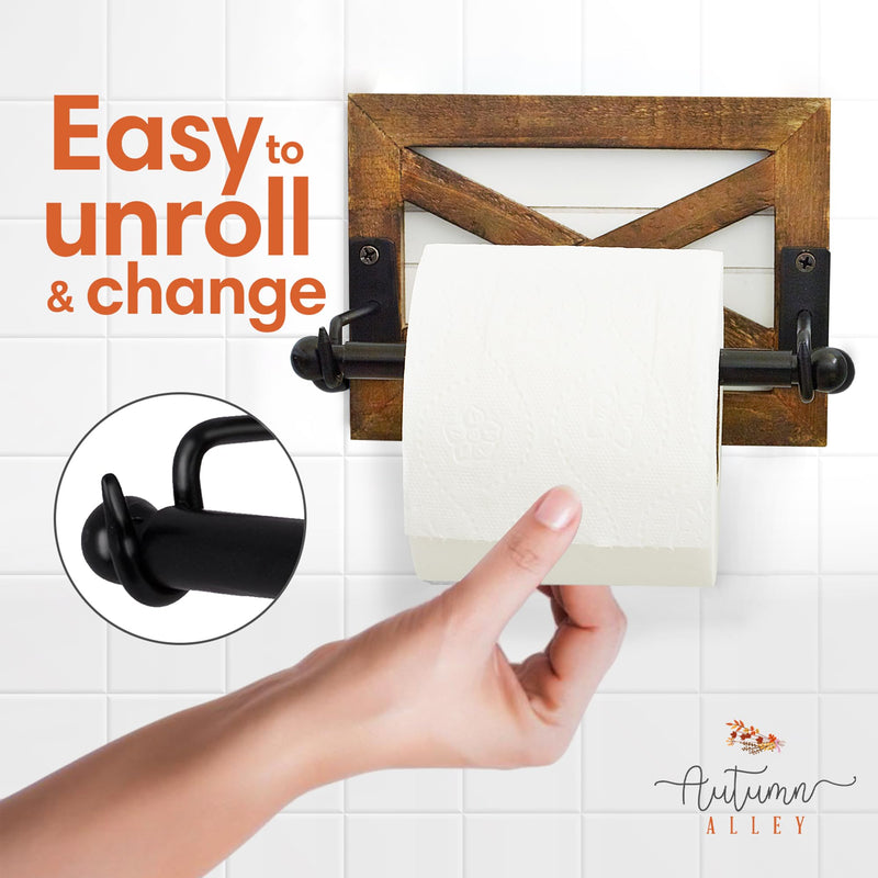 Autumn Alley Farmhouse Shiplap Toilet Paper Holder - Barn Door Farmhouse Elegance for Your Bathroom - Enhance Your Space with Rustic Coastal Bathroom Accessories, Rustic Charm, Unique Shiplap