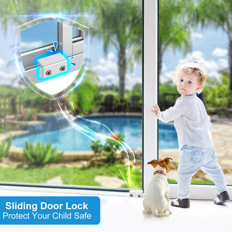 Sliding Window Locks,Window Locks for Horizontal Sliding Windows,Window Security Lock with Key,Adjustable Aluminum Easv to Install Window Stopper,Window Locks for Up and Down Windows (4 Sets Silver) 4 Set Double