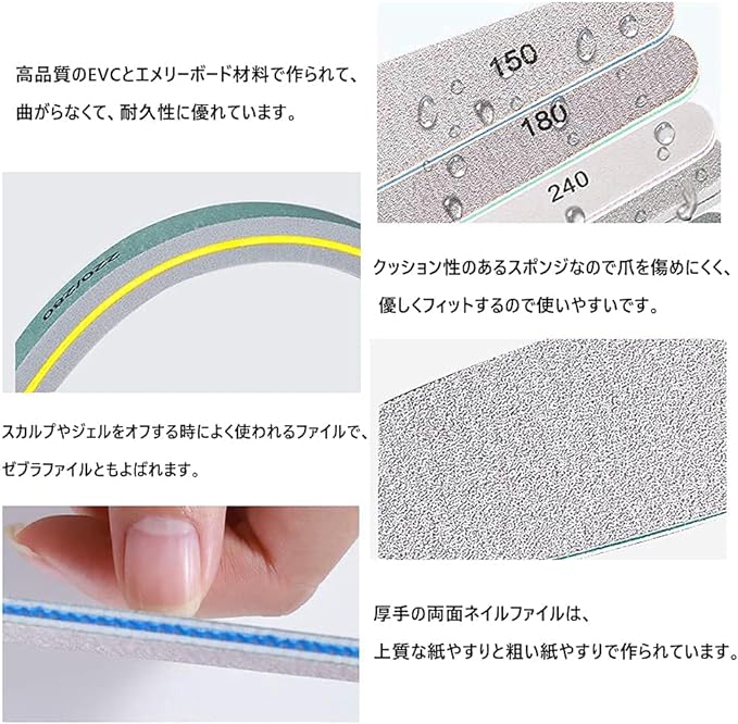 LIKENNY Sponge Nail File, Gel Nail File, Nail File, Double Sided Nail Polish Cuticle, Set of 6 (150, 180, 240, 100/180, 200/280, 1000/4000) - NewNest Australia