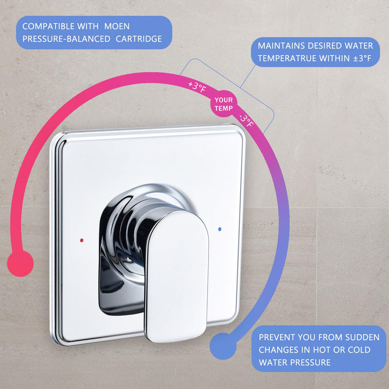Shower Trim Kit, Compatible with Moen Posi-Temp Valve, Chrome