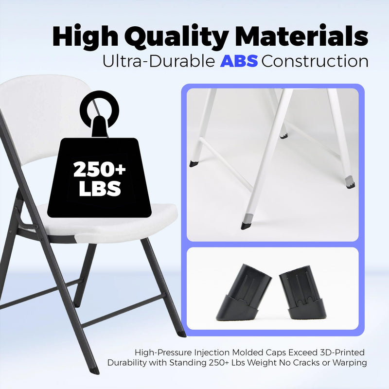 8-Pack Replacement Leg Caps for Lifetime Folding Chair (Fit for Model 80747/22804/2802) - Injection Molded, ABS Foot Caps - Fits 4 Front and 4 Back Legs, Prevents Scratches on Hardwood Floors 8 Pack