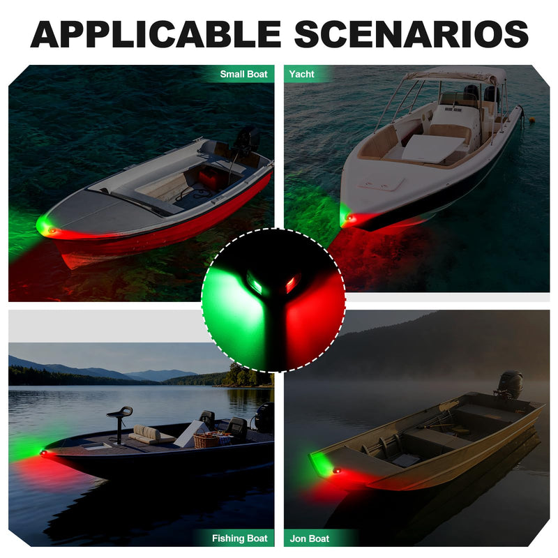 Bow Lights for Boats,Boat Navigation Lights LED 12V Waterproof Red and Green boat running lights for Fishing Boat,Skiff,Yacht