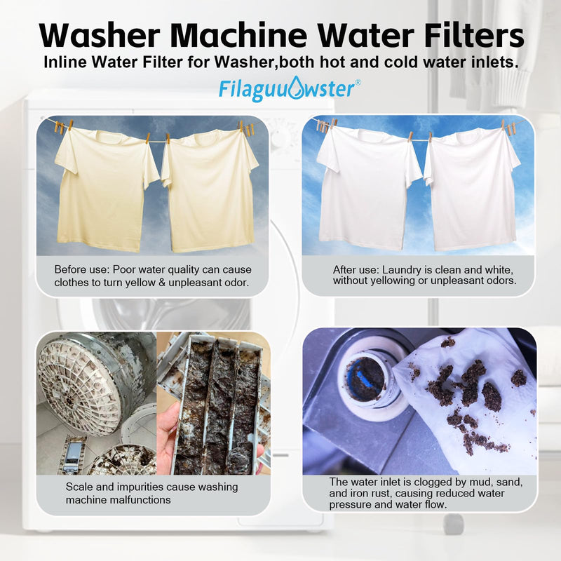 Washing Machine Water Filter, Carbon Shower Filter, Traps Chlorine, Softens Hard Water, Anti-Scale, Anti-Clog, Protects Clothes, Skin n Hair (Upgraded Refill Cartridge of FA10)