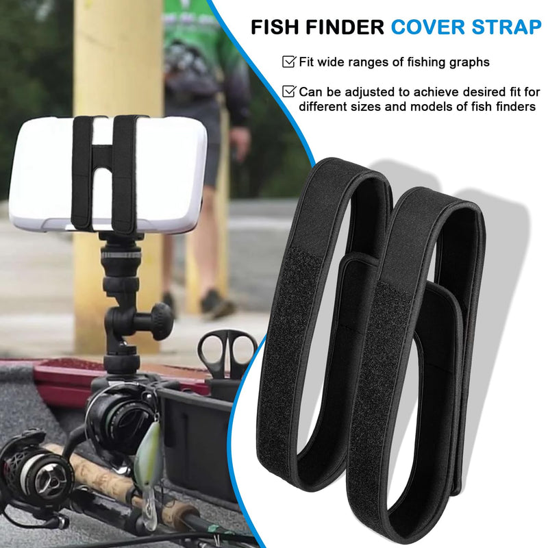 Bonbo Fish Finder Cover Strap Keep Finder Secure During Travel, Fishing Graph Cover Strap with Easy-to-Adjust Adhesive Tape (2-Pack) 2-pack