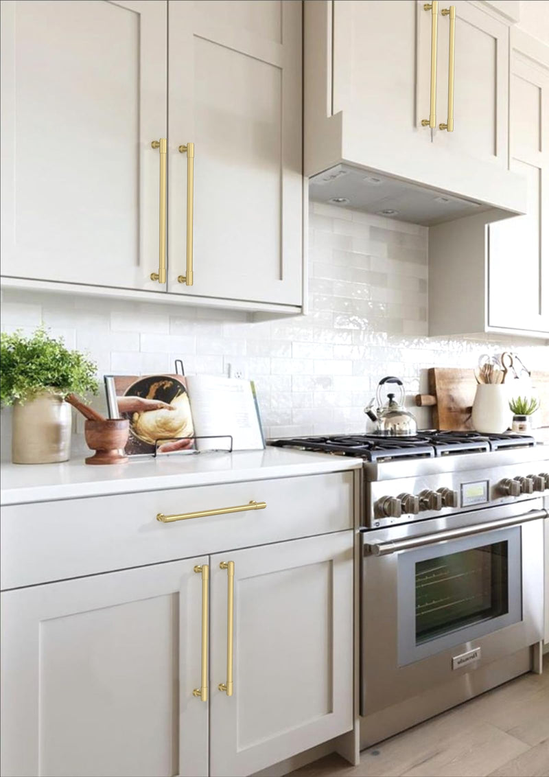 6 Pack Brushed Gold Cabinet Pulls 12.6 Inch(320mm) Kitchen Cabinet Handles Cabinet Hardware Drawer Pulls 12.6" Hole Center 6
