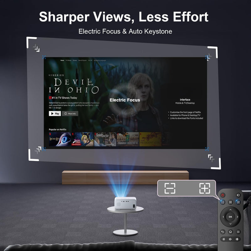 Mini Projector with WiFi and Bluetooth - 2025 Upgraded, 1080p Video Supported, 13000L, HiFi Speaker, Long-Life Lamp, Multi-Device Compatible - Create Your Portable Home Cinema for Bedroom