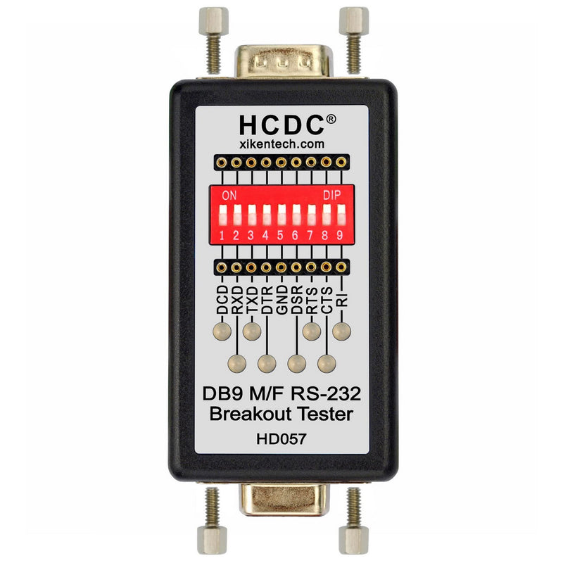 HCDC RS232 Breakout Tester LED Monitor, DB9 Male to Female Breakout Module, HD057
