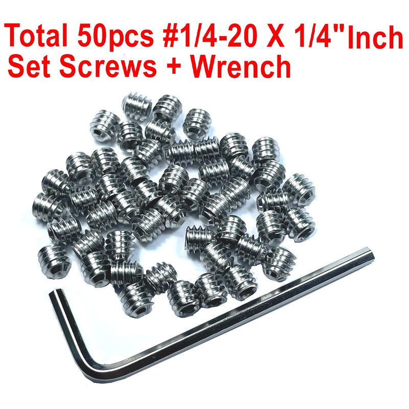 50pcs Set Screws 1/4-20 x 1/4" inch 304 Stainless Steel Allen Head Hex Hexagon Socket Set Screws with 1/8" Allen Wrench,Set Grub Screws Hex Allen Head Socket Set Screws.(1/4" Length)