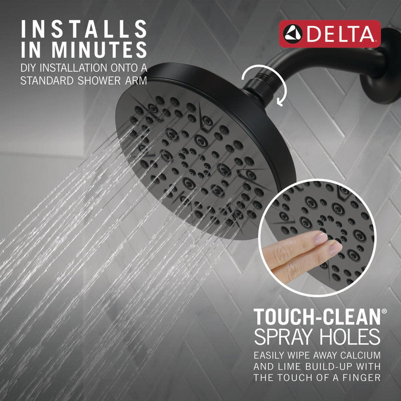 Delta 52535 Universal Showering 1.75 GPM Multi Function Shower Head with Touch-Clean Nozzles Matte Black