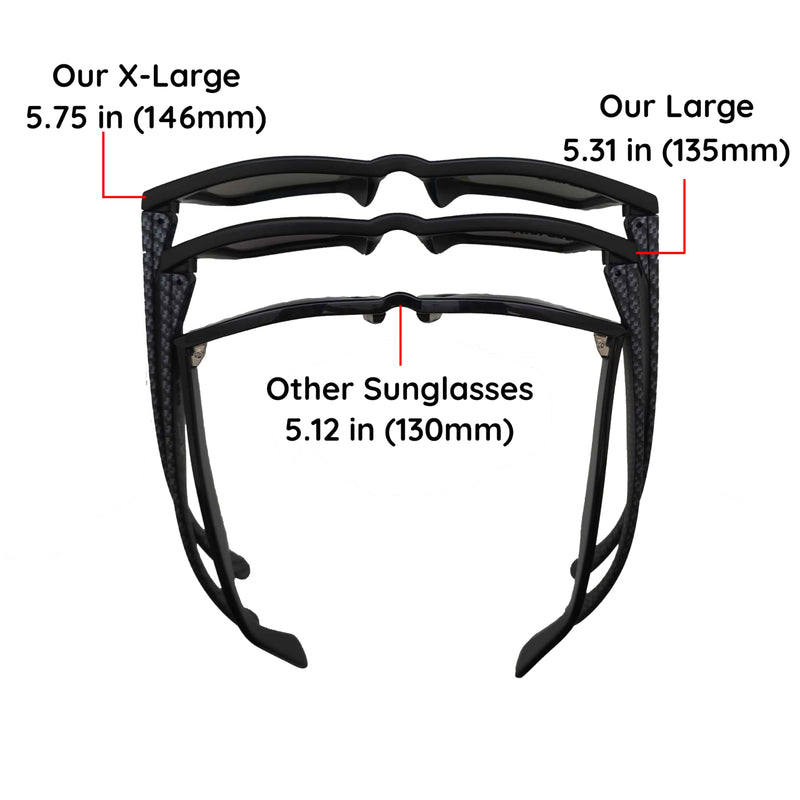 X Power ANSI Z87+ Extra Large Weekenders Safety Sunglasses Impact Resistant Polycarbonate Lens & Frame (Made In Taiwan) 011 Black & Carbon Fiber Frame / Red Mirror Lens