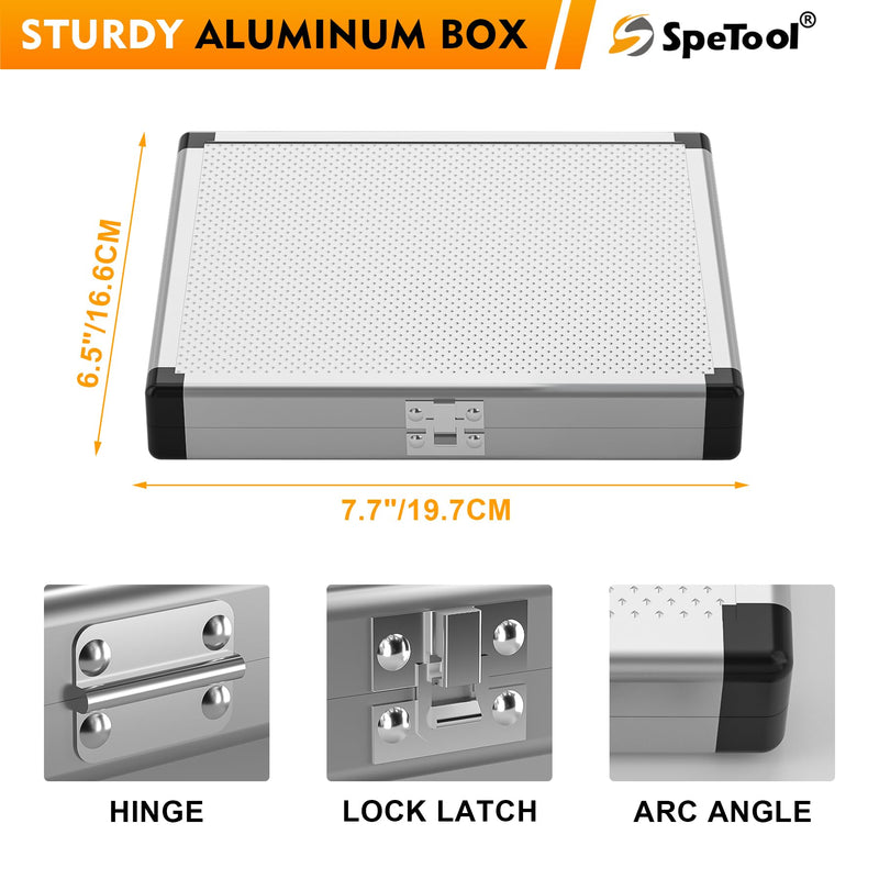 SpeTool Slab Clamping Dogs Kit with Aluminum Case - 4pcs High-Elasticity Steel Clamping & 4 Aluminum Wedges, Reusable Steel Slab Flattening Dogs for Router Sled, CNC, Woodworking