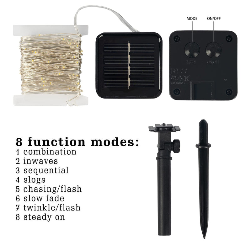 Dazzle Bright 2 Pack Solar String Lights Outdoor, Total 80FT 240LED Solar Powered Waterproof Fairy Lights 8 Modes, Silver Wire Lights (Warm White) Warm White