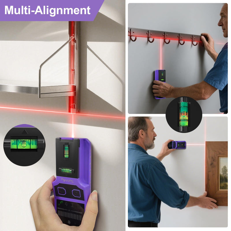 SUNMAY Stud Finder for Walls, 7-in-1 Wall Scanner with Upgraded Intelligent Chip for Wood Metal Studs, Live AC Wires, Joists and Pipes, HD LCD Display, Voice Alerts and Accurate Positioning