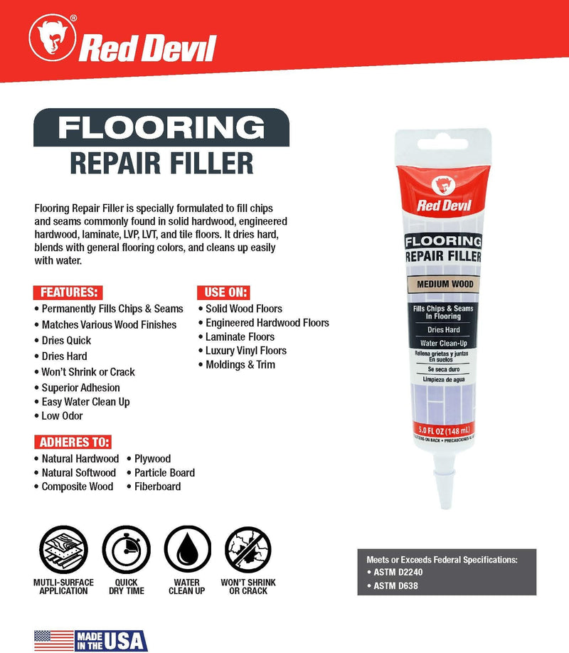 Red Devil 056070 Flooring Repair Filler, 5 oz., Dark Mahogany, 4 Pack Pack of 4