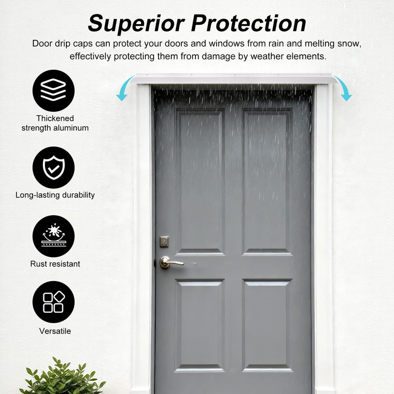 40" L Aluminum Door Rain Drip Guard Overhead, Extra Wide 4" W Door and Window Rain Deflector, Metal Door Drip Cap for Exterior Doors Window Top Roof (Silver, 1pcs) 40 Inches-1pcs Silver