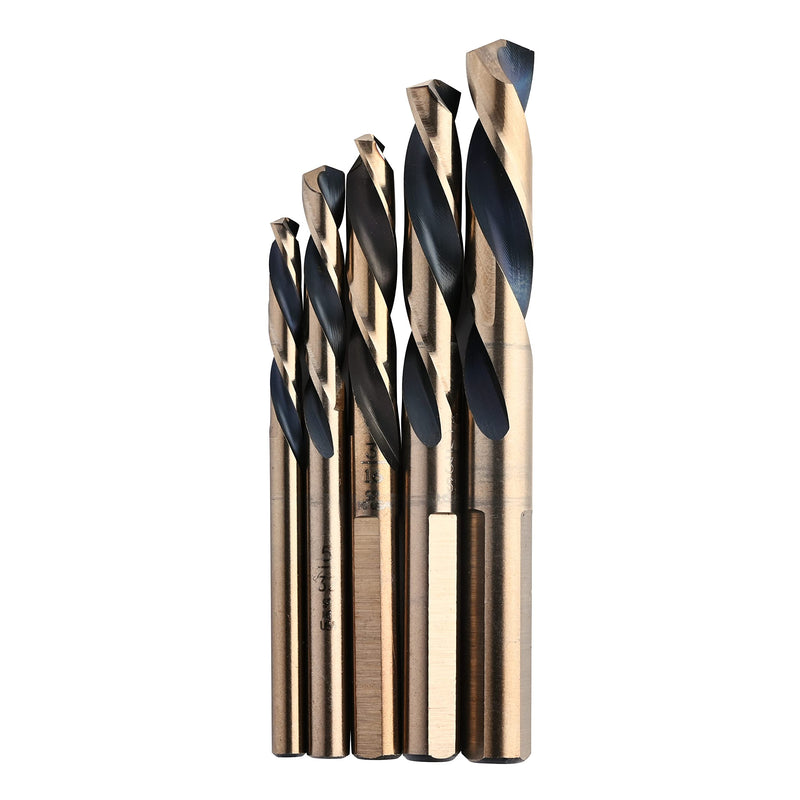 KnKut 5 Piece Left Hand Short Stubby Length Drill Bit Set