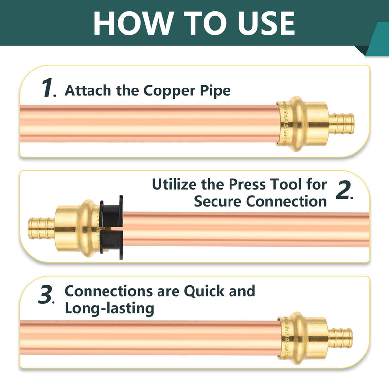 10-Pack Niikappu 1/2" Copper Press x 3/4" Pex Crimp Adapter(PRESS193-10) 10 1/2"press x 3/4"pex