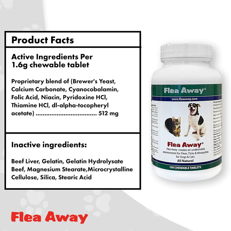 Flea Away All Natural Chewable Tablets, 100 Count 1 Single - PawsPlanet Australia