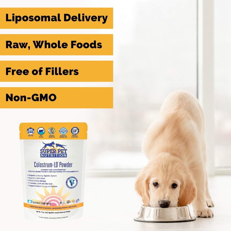 Veterinarian Approved Super Pet Nutrition - for Dogs and Cats - Liposomal Bovine Colostrum, Rich in Immunoglobulins (25%+), Support for Immune and Digestive Systems, Allergies (50 Grams) - PawsPlanet Australia