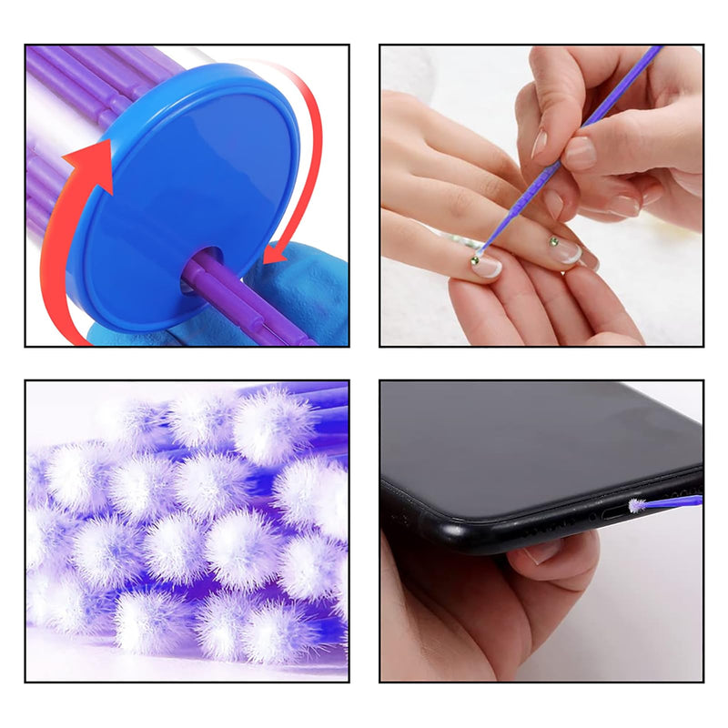 Disposable Dental Micro Applicator Brush, YOUYA DENTAL 400 PCS Latisse Application Bendable Micro Cotton Swabs Mascara Micro Brush for Eyelash Extensions Cleaning Makeup and Personal Care Cleaning 1.5mm Purple-400pcs