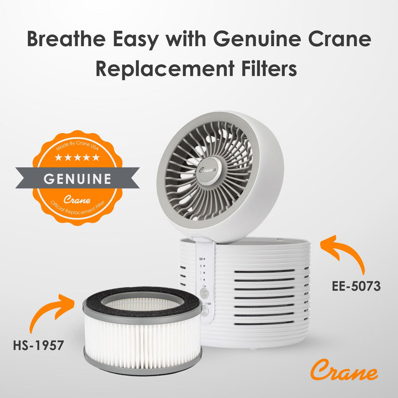 Crane Genuine Air Purifier Replacement Filter For Model EE-5073, HS-1957 HEPA Air Filter Replacement, Pack Of 1 2.5" x 4.3" x 4.3"