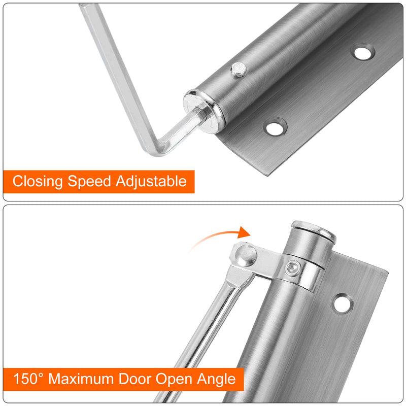 uxcell 2 Pcs 195mm/7.68" Spring Door Closer, Stainless Steel Automatic Door Closers with Adjustable Closing Speed for Home Self-Closing 5kg Door, Silver