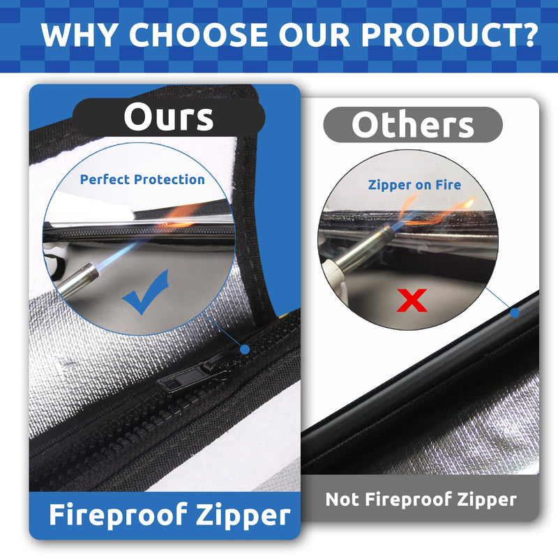 Upgraded Fireproof Document Bag - with 6200°F Heat Insulated, Fireproof Money Bag for Cashwith Fireproof Zipper, 9 Layers of Functional Materials, Water Fire Proof Bag Fireproof Bag (Silver, 13"x11") Silver 13"x11"