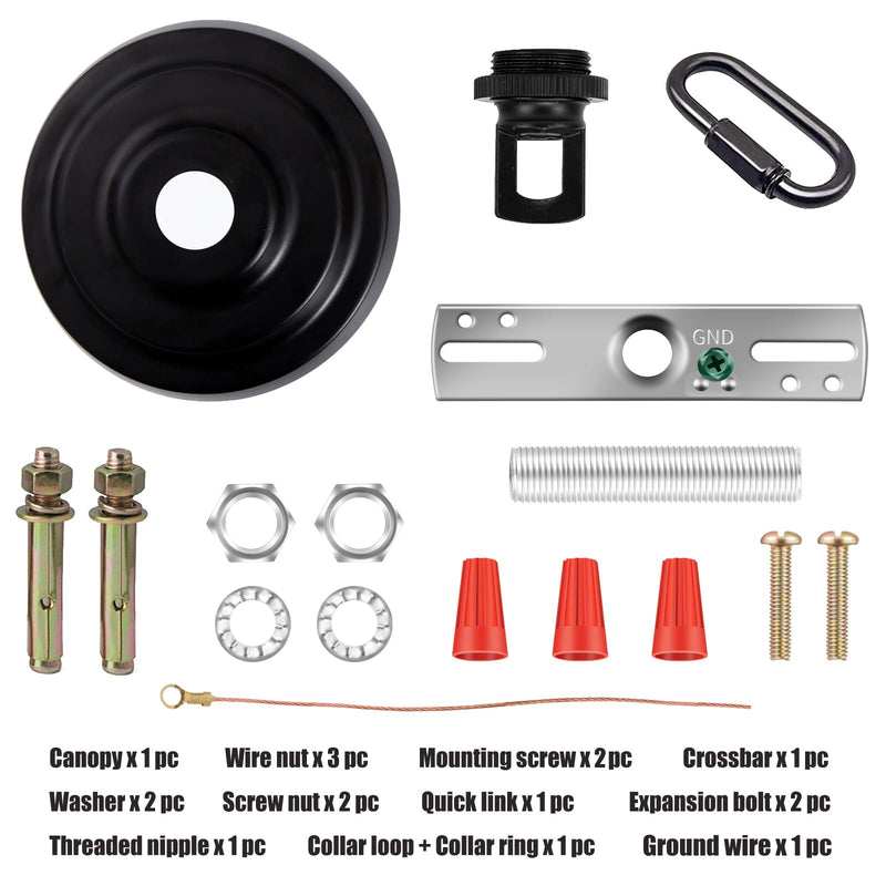 5-5/16 Inches Light Canopy Kit with Heavy Duty, Replacement Cover Plate with Mounting Hardware for Chandelier, Pendant Light, Swag Light, Flower Basket or DIY Projects (Black) 5-5/16 Inch Canopy Black