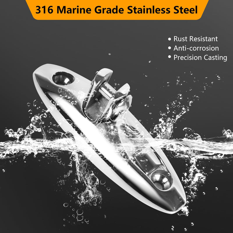 ORLANG 2Pack Boat Bimini Top Swivel Hinge, 316 Stainless Steel Deck Side Mount Quick Release Hinge, 360 Degree Rotation Marine Bimini Top Hardware with Screws for Boat Yacht,Pontoon Boat