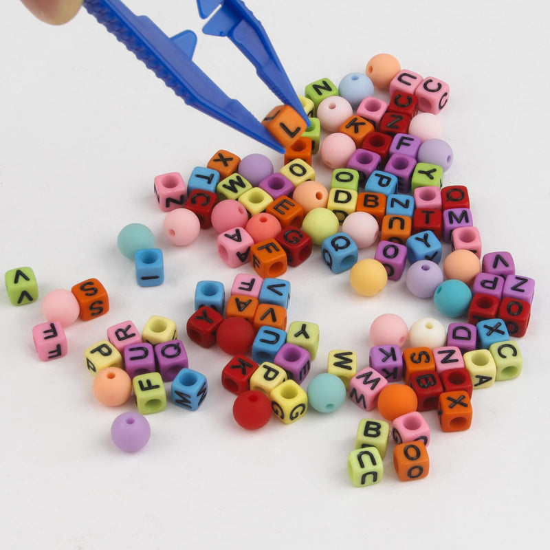 10PCS Plastic Fuse Beads Tweezers, Blue Plastic Tweezers for Handmake Beads Crafts for Kids, Bead Tweezers & Craft Tweezers for Bead Making Family School Beading Project Home Classroom