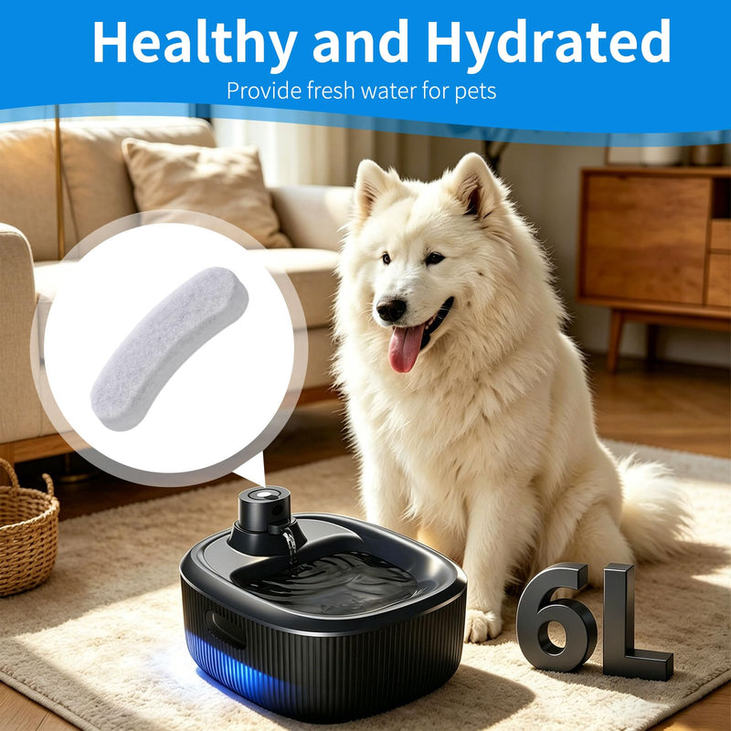 12 Pack Replacement Filters Compatible with WOPET Dog Water Fountain, 6 Month Set for 6L/205oz/1.7Gal Pet Water Fountain Dispensers, individual Package Filter Replacement for W600 Dog Water Bowl