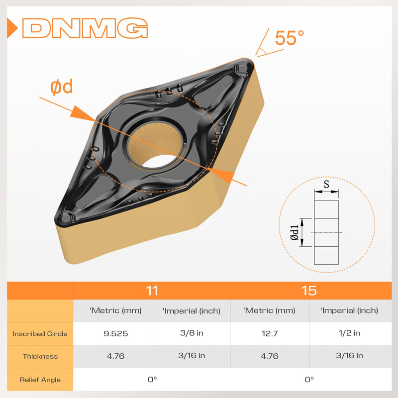 Carbide Turning Inserts DNMG 432 Dnmg150408 for Semi-Finishing Cutting Steel, Dnmg Insert for Lathe Turning Tools, 10 PCS DNMG432-PM