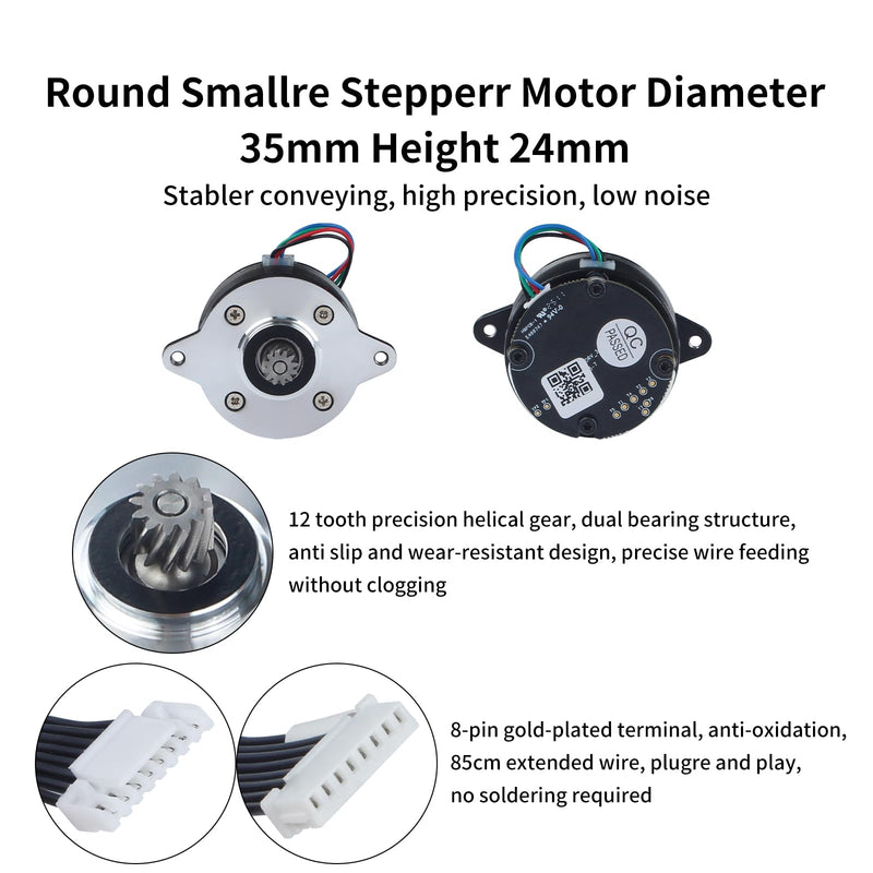 FYSETC 3D Printer Accessories for K2 Plus: Original Extruder Motor 35mm Round Pancake Stepper E-axis with 12 Teeth Shaft Gear Drive Board Connected Cable for K2 Pro FDM Printing Project