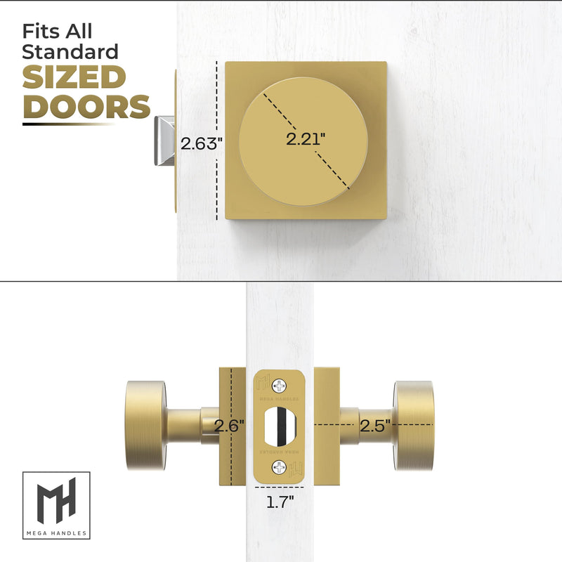 Mega Handles SUANA Privacy Door Knob for Hallway, Closet and Bathroom, Reversible Heavy Duty Design Door Knobs, Fits All Standard Door Sizes Screws Included - Satin Brass (1 Pack) 1 Pack