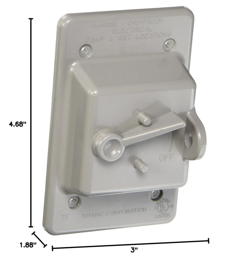 BELL PTC100GY 1-Gang Toggle Switch Nonmetallic Weatherproof Cover, Gray 1 Count (Pack of 1)