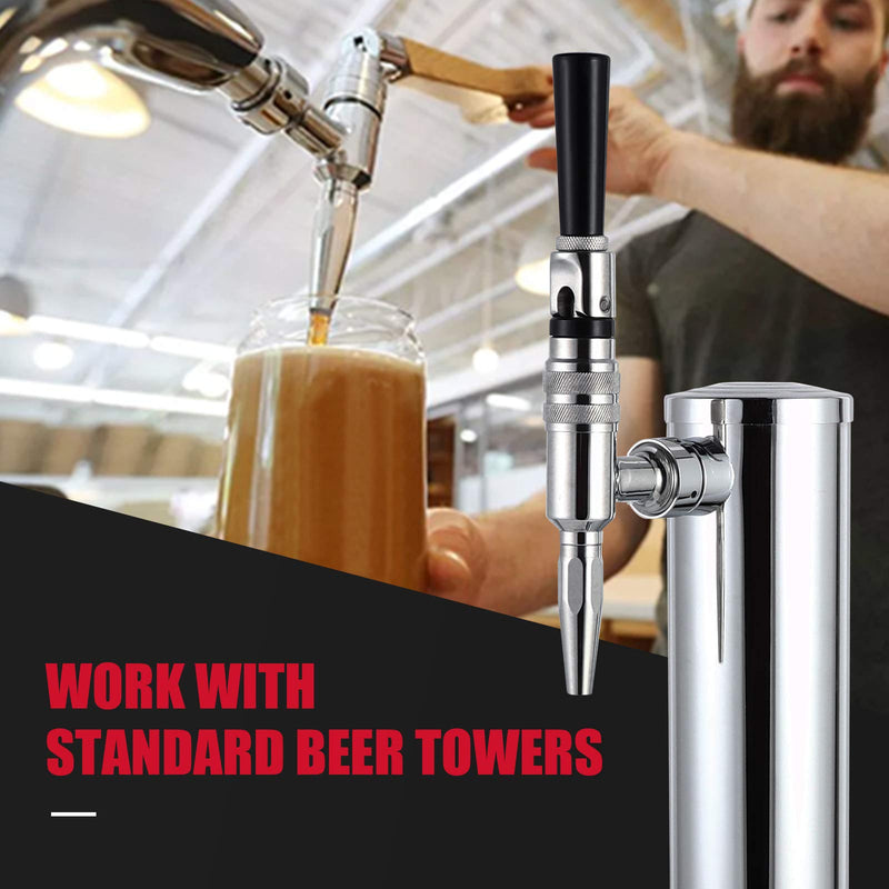Stout Beer Coffee Faucet, 304 Grade Stainless Steel Beer Tap Nitrogen Keg Draft Faucet, Homebrew Cold Brew Kegerator Beer Tower Tap with Standard Black Plastic Tap Handle