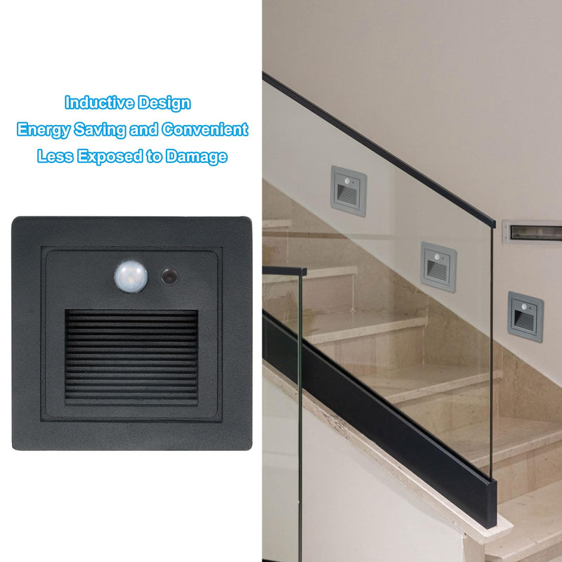 PATIKIL 3000K LED Step Light, 3W 120V Recessed Motion Sensor Stair Light Aluminum Waterproof 105lm Yellow Stairway Lights Indoor Outdoor, Black Shell