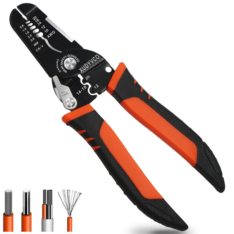 5-In-1 Wire Stripper Tool, 3rd Generation Wire Strippers for 10-20 AWG Electric Wire, 7IN Multifunctional Electrician Cable Stripper for Stripping, Cutting, Crimping, Sharpening, Clamping