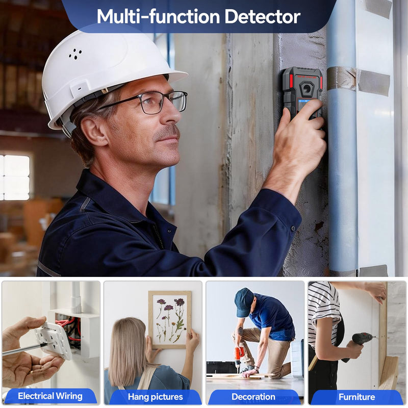 NOYAFA Stud Finder Wall Scanner - 6 in 1 Rechargeable Electronic Wall Detector with HD LCD Display and Audio Alarm,Positioning Hole for Accurate Positioning of Wood,Metal Studs, AC Wires,Joists,Pipes