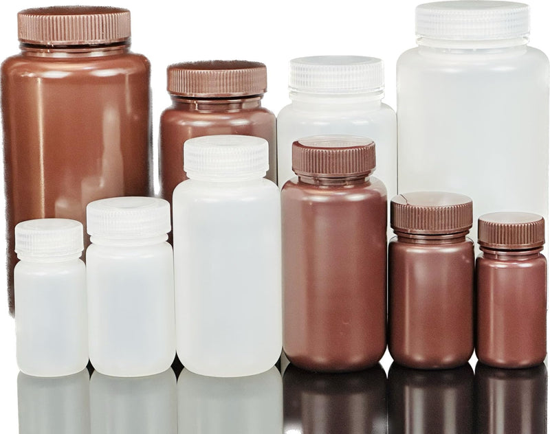 1000ML 32OZ Nature Wide Mouth HDPE Plastic Reagent Bottles with Caps Pack of 4 Small Pack 1000ML/32OZ
