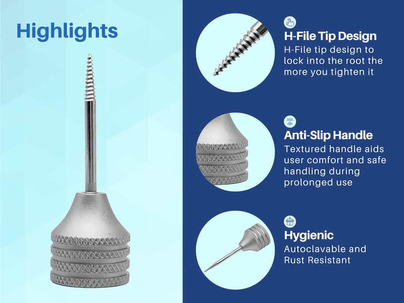 ARTMAN INSTRUMENTS Root Extraction Screw for Back Teeth – Dental Extraction Tool for Molar and Premolar Root Removal, Stainless Steel Surgical Instrument