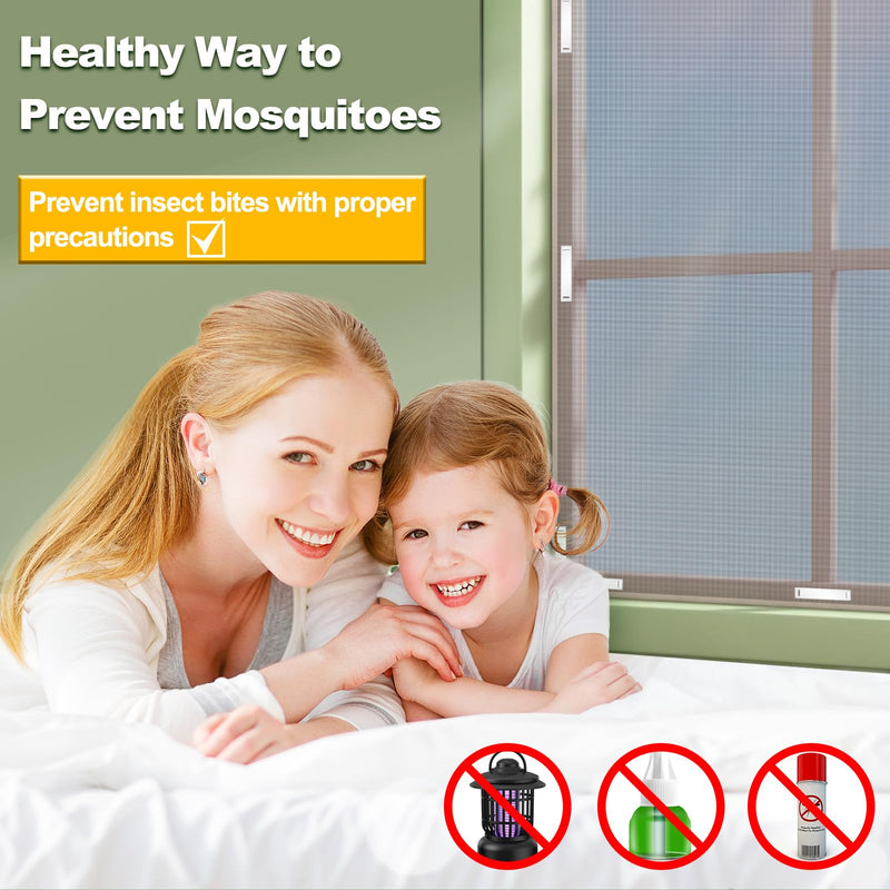 Magnetic Window Screen, Adjustable DIY Window Net Max 59” x 51” with Innovative Magnetic Fastener, Fiberglass Fine Mesh, Window Mesh with 12 Magnets, Mosquito Window Screens for House Windows
