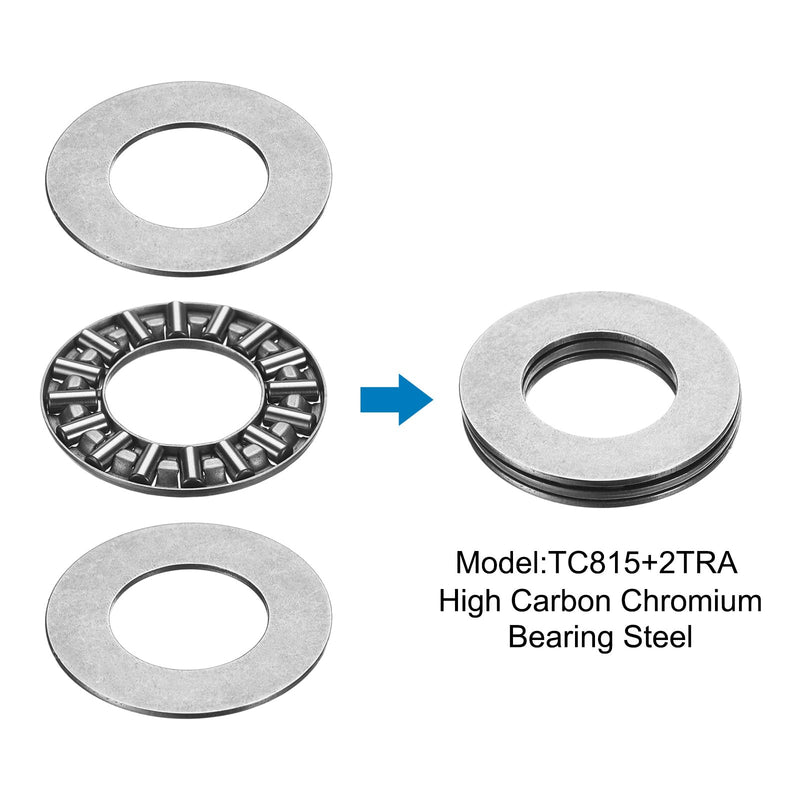 uxcell 8 Sets TC815+2TRA Thrust Needle Roller Bearings with Washers, 1/2 x 15/16 x 5/64 inch Chrome Steel Needles Roller Bearing
