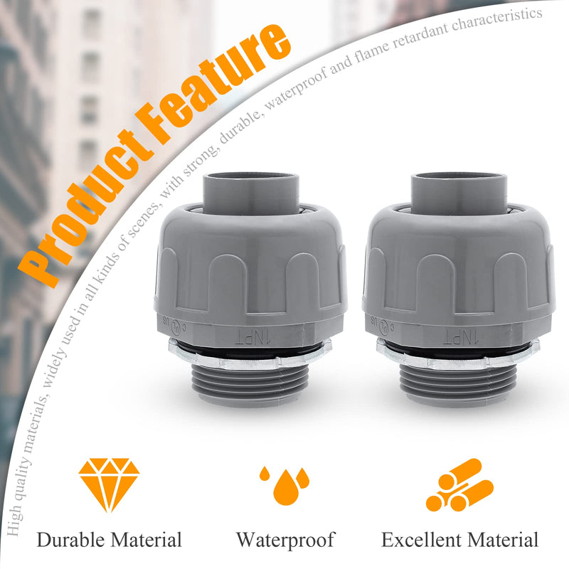 4Pcs 1 Inch NPT Electrical Conduit Connector Fittings, Nonmetallic Liquid Tight Straight Conduit Connector 4