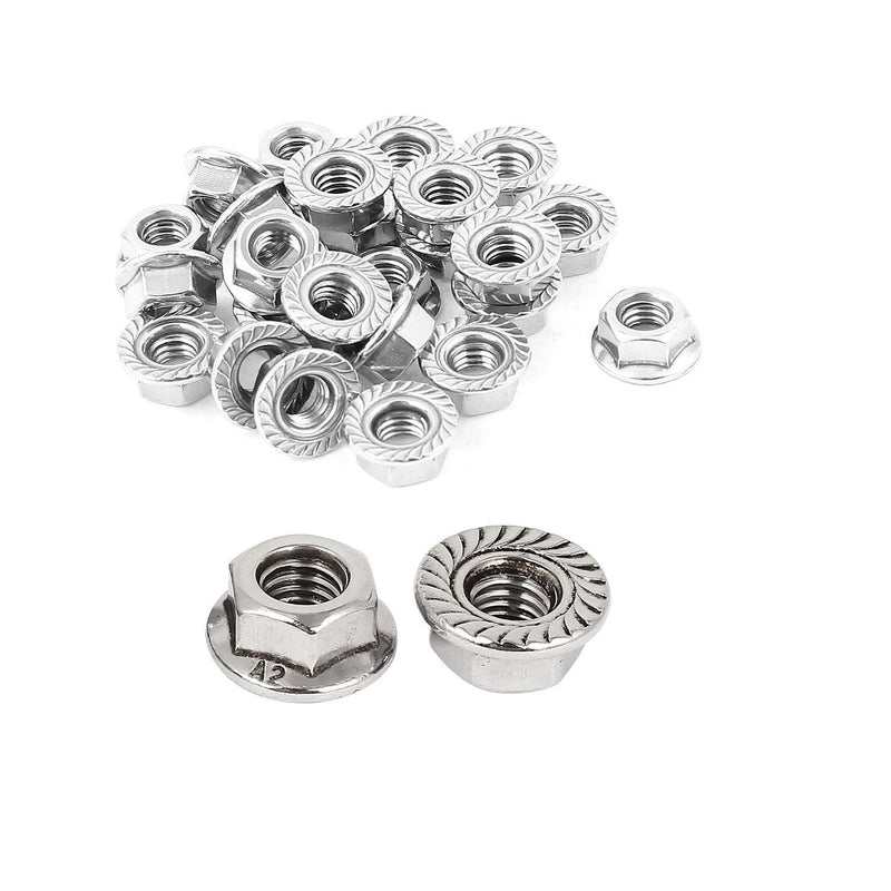 M6 x 1mm Thread 304 Stainless Steel Serrated Flange Metric Hex Lock Nuts 26PCS M6（26pcs）