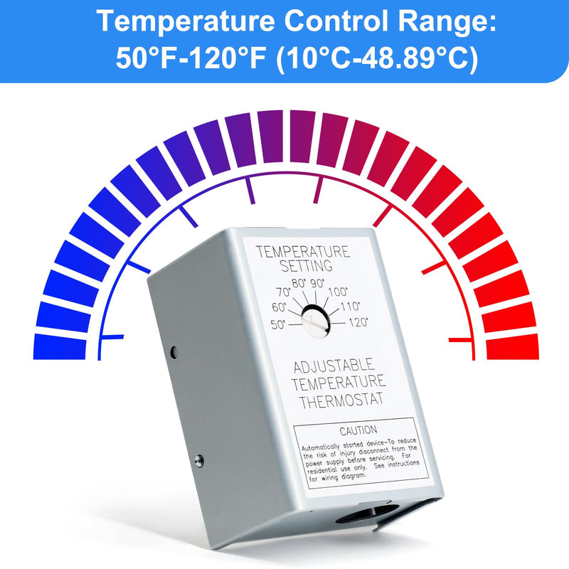2 Pack Attic Fan Thermostat Control for Power Attic Ventilators and Exhaust Fans, 120V Adjustable Thermostat Switch Replace 58033 Single Speed Precise Temperature Controller 2 pack