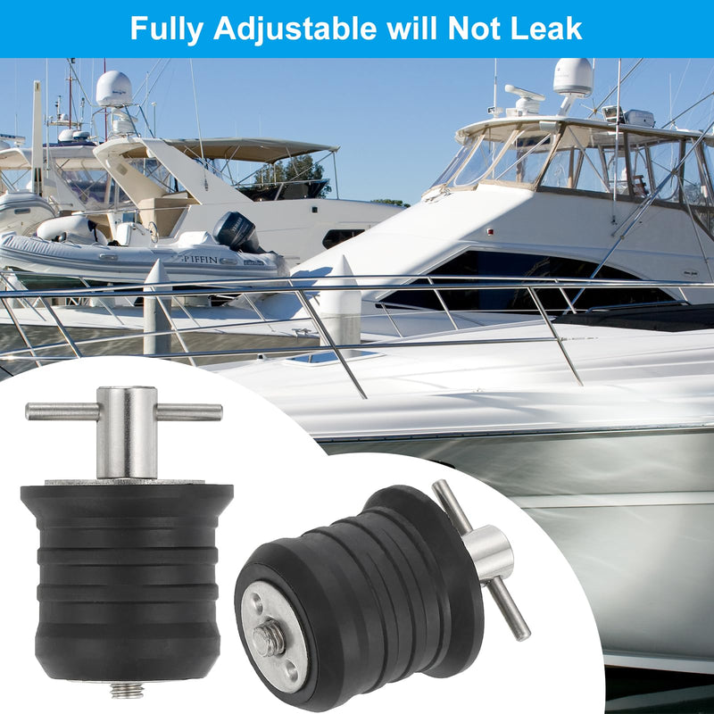 PATIKIL Boat Drain Plug, T Handle Brass Boat Plug Snap Drain Marine Twist Plug Rubber Plugs for Yachts Kayaks Marine Boat Drain Silver 1-1/4"
